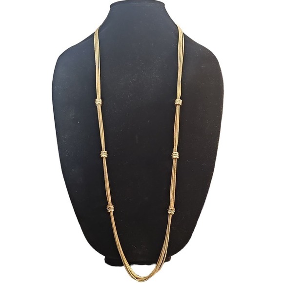 Chico's Mulistrand Long Gold Necklace - Picture 1 of 5